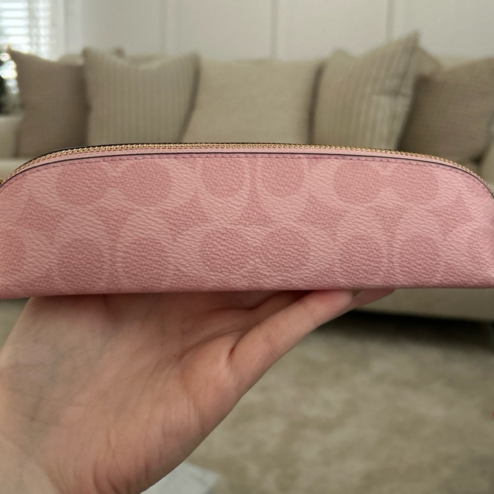 Coach Powder Pink Signature Canvas Pencil case
